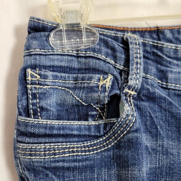 Ariya Jeans Junior Size 5/6 Distressed Embroidered 5 pocket denim blue EUC - Picture 1 of 8